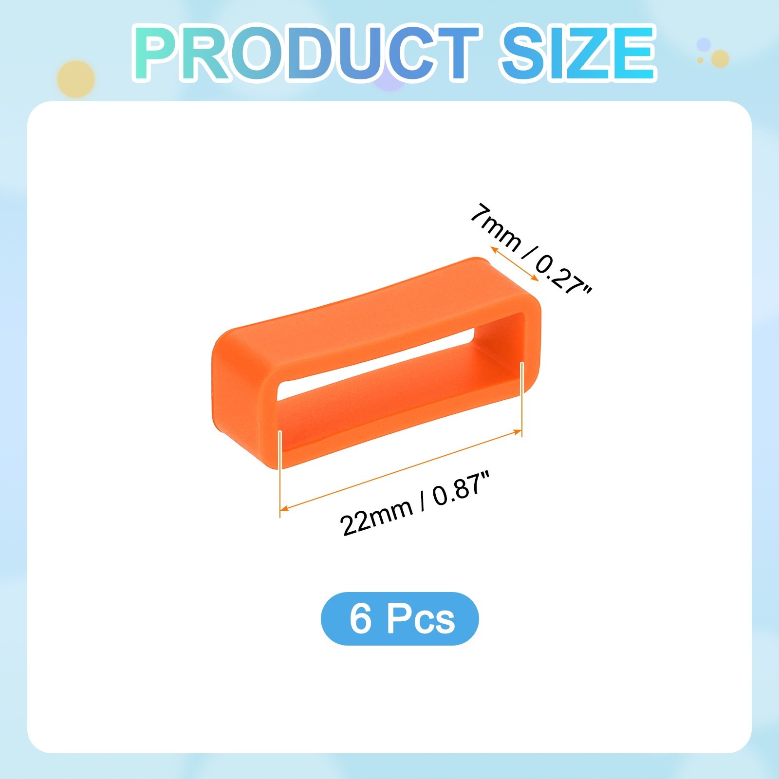 6pcs 22mm Silicone Watch Strap with Clasp Ring, for Orange Watches
