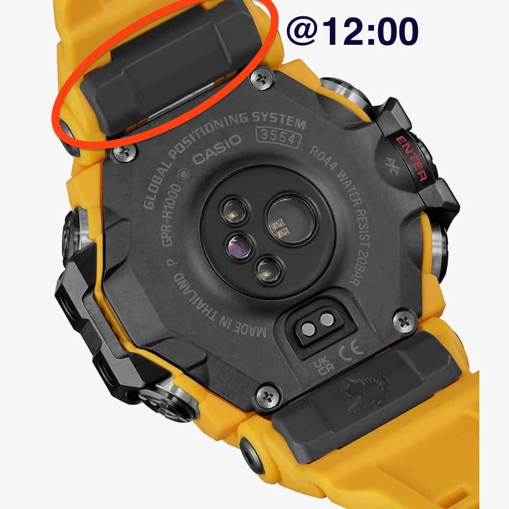 G-Shock Rangeman GPR-H1000 GPRH1000 black resin watch band end piece @ 12:00