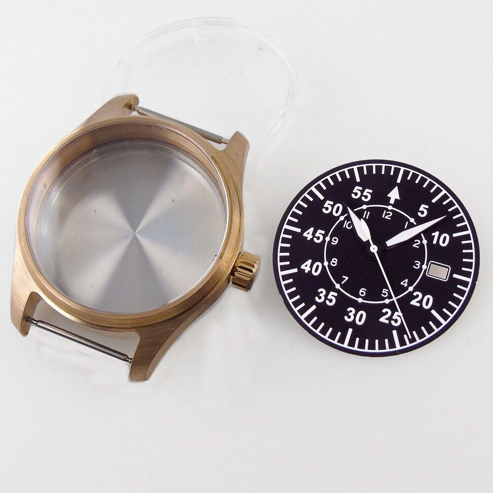 39mm Diver Watch Case CUSN8 Bronze Sapphire Crystal Fit NH35 NH36 ETA2824 PT5000