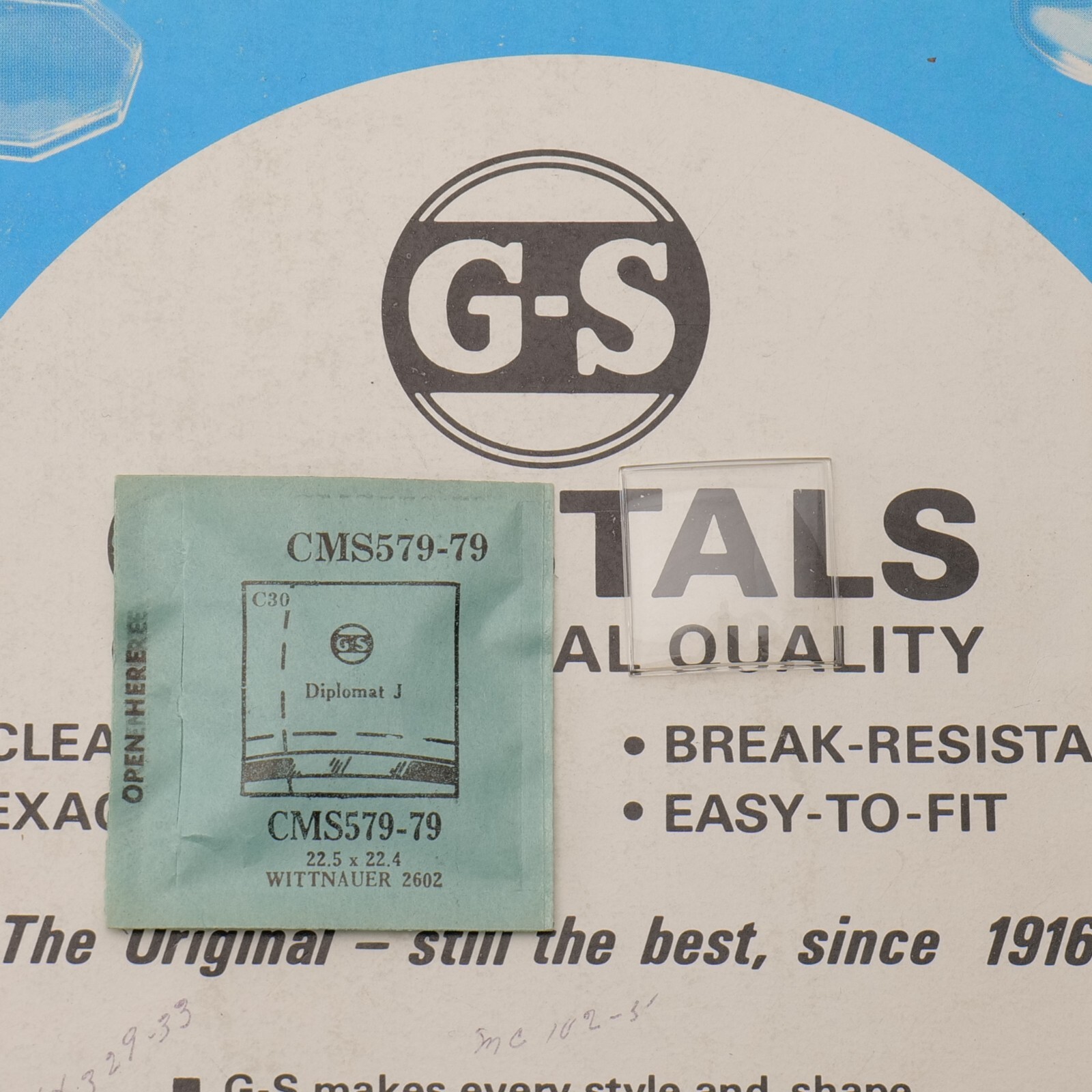 Vintage NOS GS Watch Crystal CMS579-79 Wittnauer 2602 – 22.5 x 22.4mm NEW (MS)