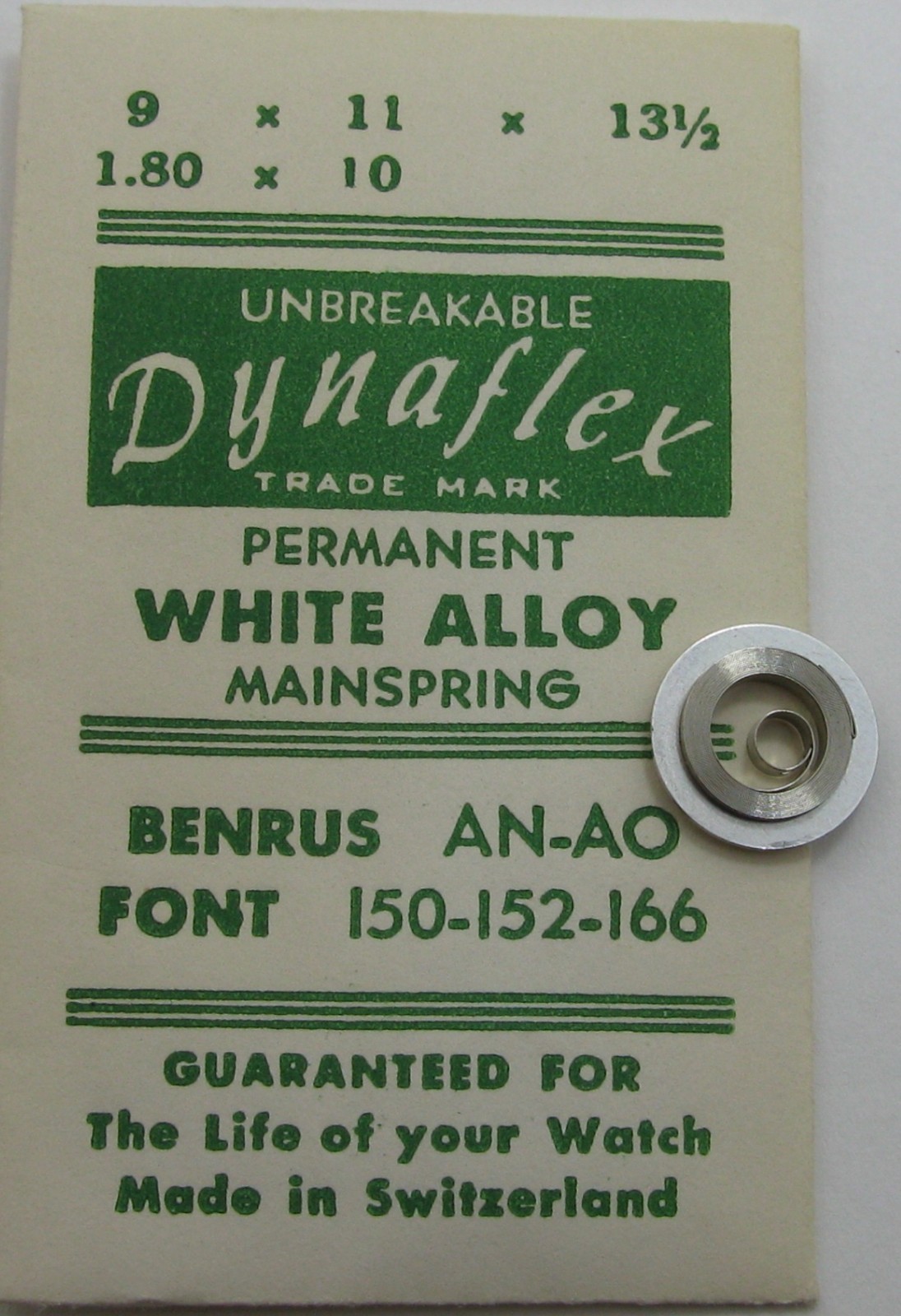 Font F 150 152 166 Benrus AN AO … mainspring #770 * white alloy *