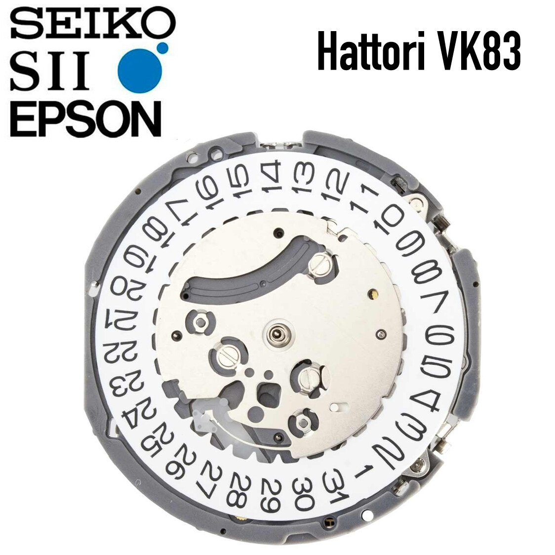 New Japan Seiko SII / TMI / Epson VK83 Watch Movement, 13 1/2 Ligne, 3 Hands