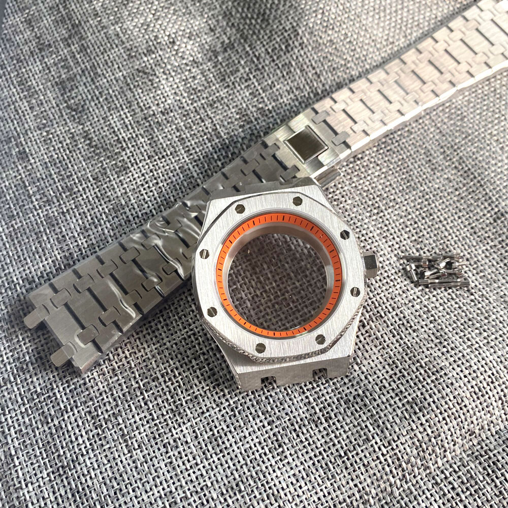42mm Stainless Steel Watch Case Chapter Ring Sapphire Glass Fit Japan NH35 NH36