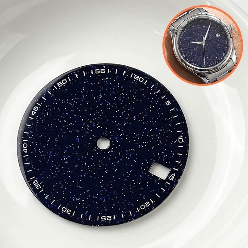 28.5mm Watch Dial Enamel Texture Blue Starry Sky For NH35/36 No Logo Mod Part