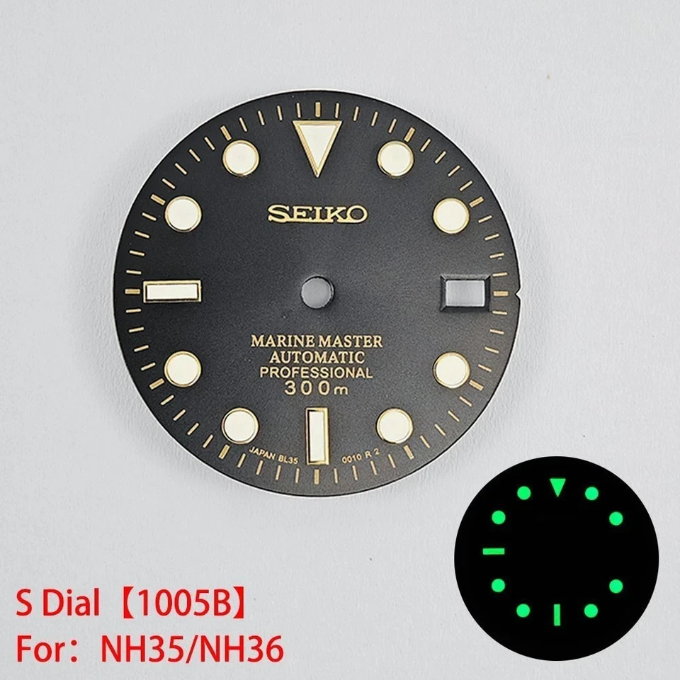 28.5mm Seiko Sunburst Watch Dial Green Luminous Fit NH35 NH36 Movement