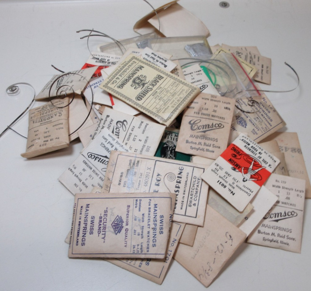 VINTAGE LOT OF 75 WATCH MAIN SPRINGS WATCHMAKER REPLACEMENT PARTS ASSORTED # 14