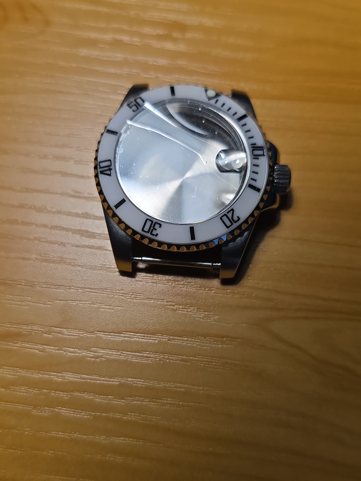 NEW 40MM STAINLESS STEEL DIVE WATCH CASE W/ WHITE CERAMIC BEZEL INSERT FOR NH35
