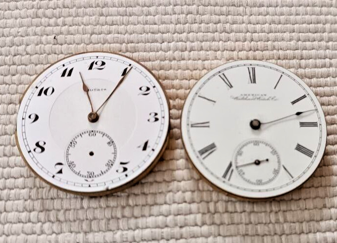 LOT OF 2 MOERIS AND WALTHAM POCKET WATCH MOVEMENTS X REPAIR /PARTS