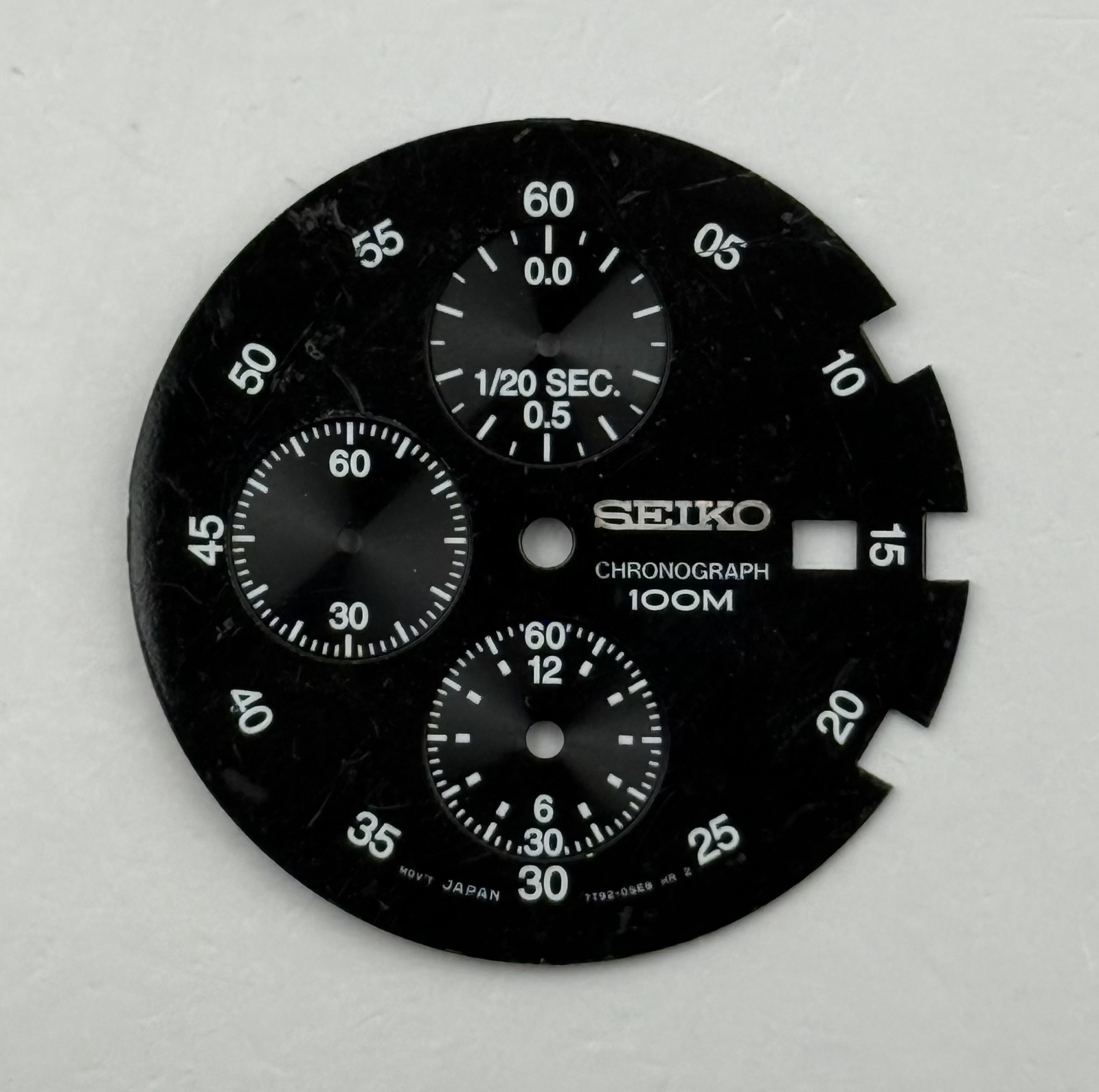 Seiko 7T92-0SE8 Watch Dial Chronograph 100M Black Japan Spare Parts Repair 31mm