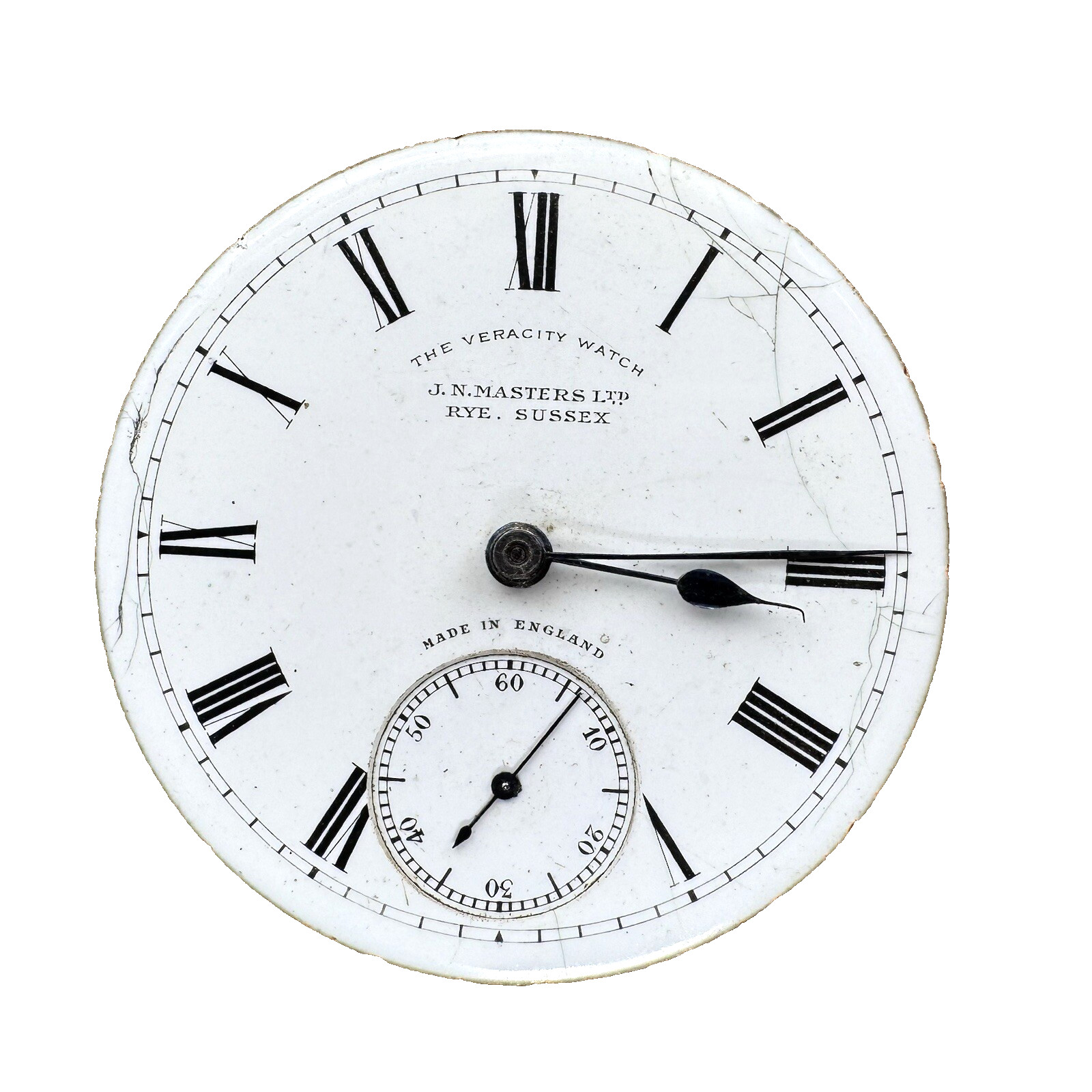 Pocket Watch Movement J N Masters of Rye Sussex 42.88mm Mens Parts Repair (319)