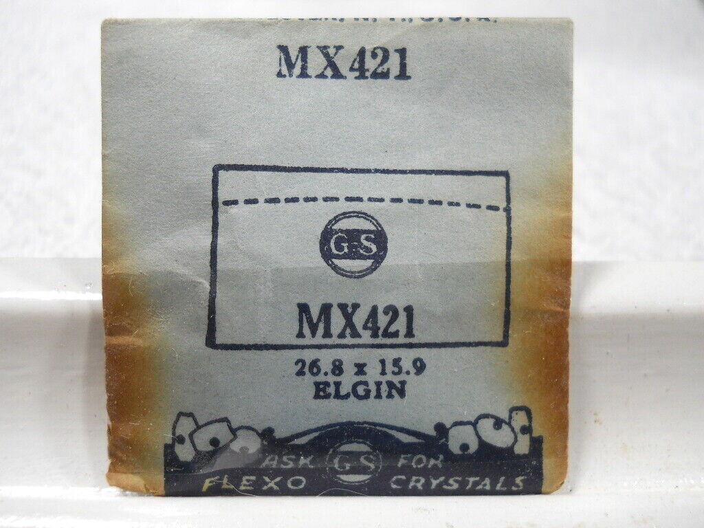 GS MX421 PMX421 Watch Crystal Fit Elgin 1811 – 1845 – 1847 – 26.8 x 15.9 mm