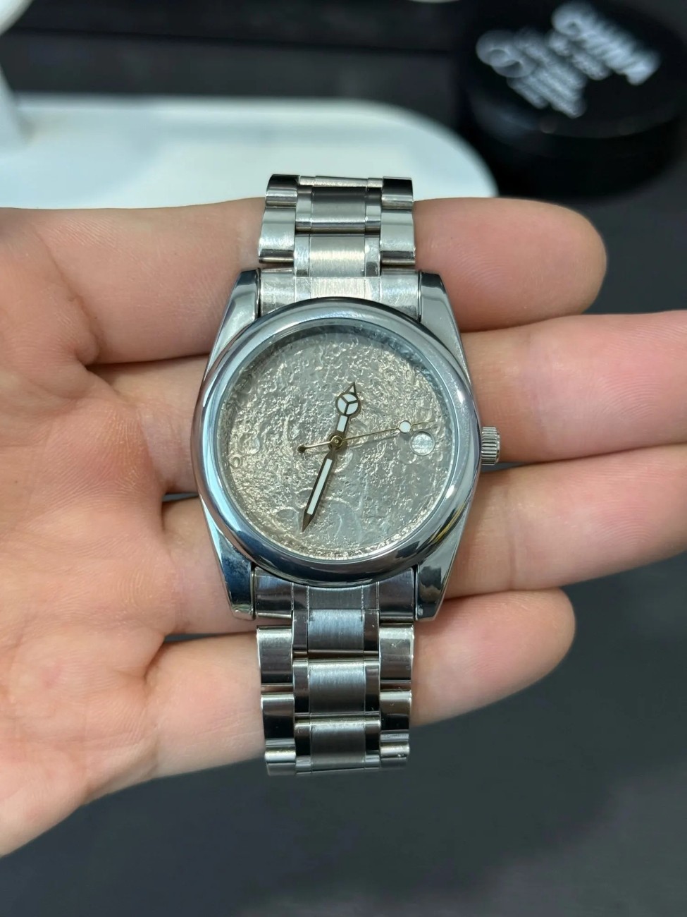 28.5MM Watch Dial 3D Moon Pattern Faces For NH35 NH36 Movement Watch DIY Parts