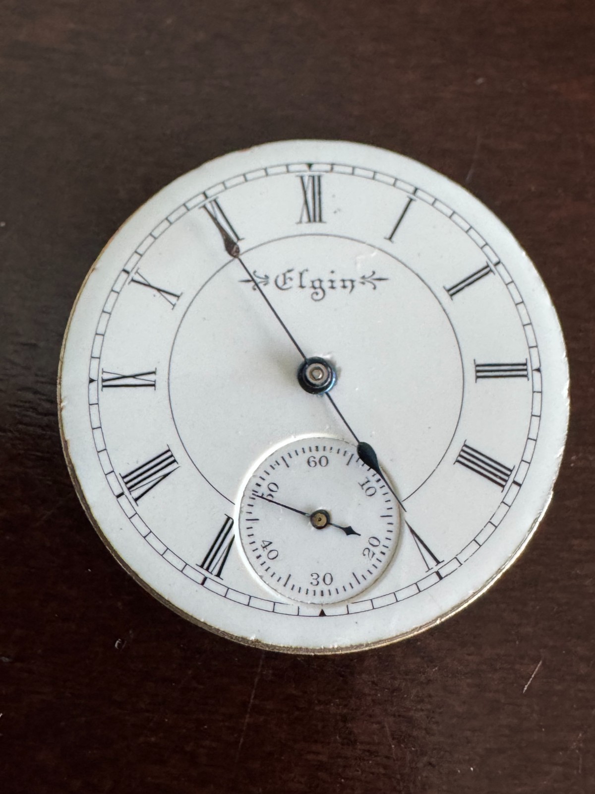 VINTAGE 0 SIZE ELGIN HUNTING POCKET WATCH MOVEMENT GR. 222 KEEPING TIME