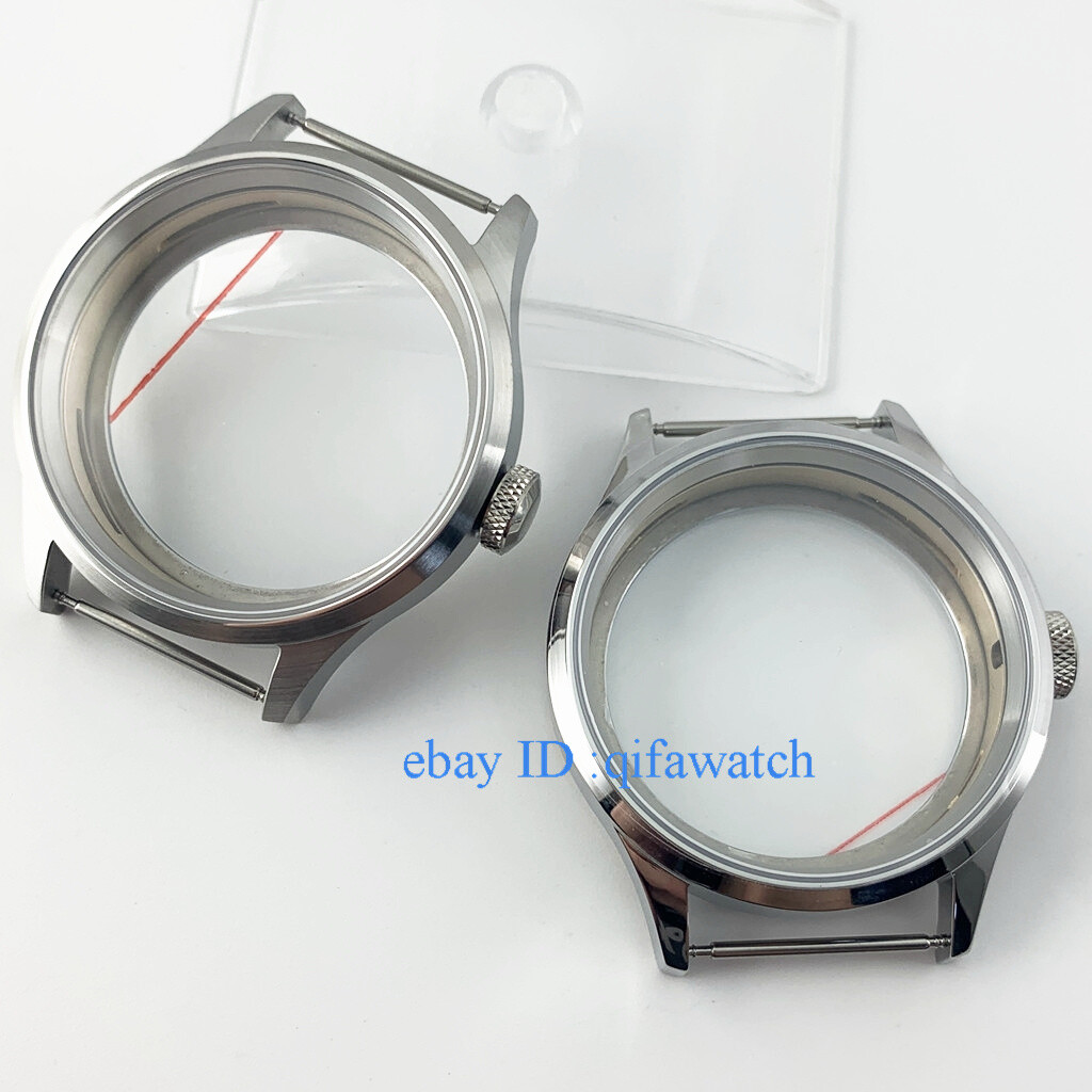 43mm Polished Brushed Sapphire glass Watch Case Fit ETA6497 6498 st3600 movement