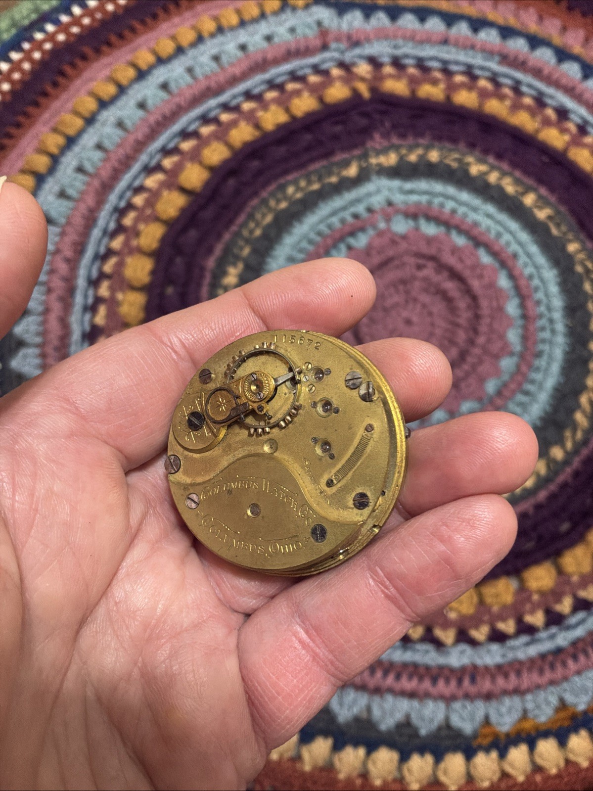 Antique Columbus Watch Co. 18s Pocket Watch Movement For Parts or Repair