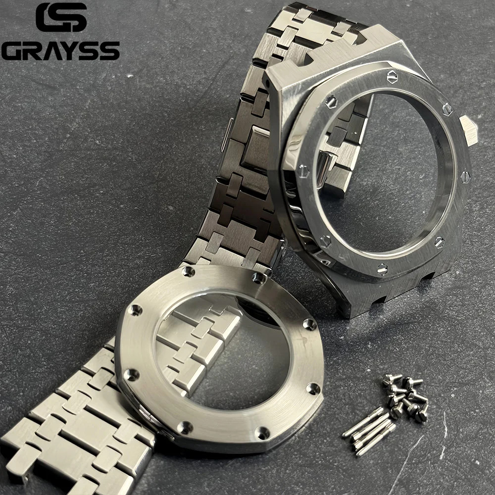 GRAYSS 42mm PVD Octagonal Watch Case Sapphire Glass Fit NH35 NH38 Movement