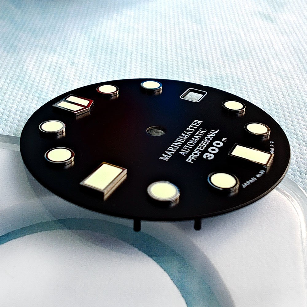28.5mm Dial, Black Japanese C3 Green Luminous Modified Dive Watch Parts