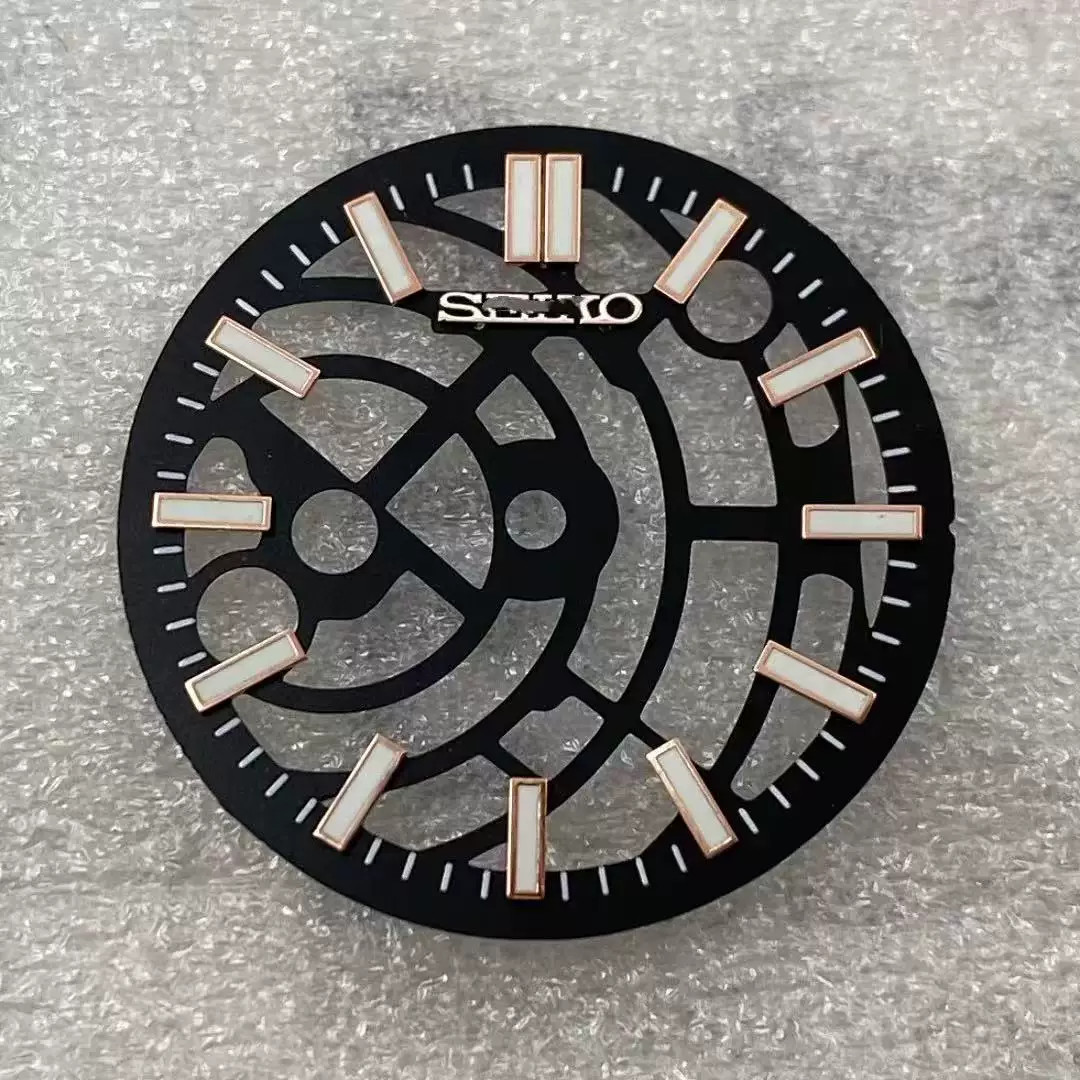 28.5mm Cutout Watch Dial Green Lume for Nh70 NH72 Movement Watch Parts S Logo
