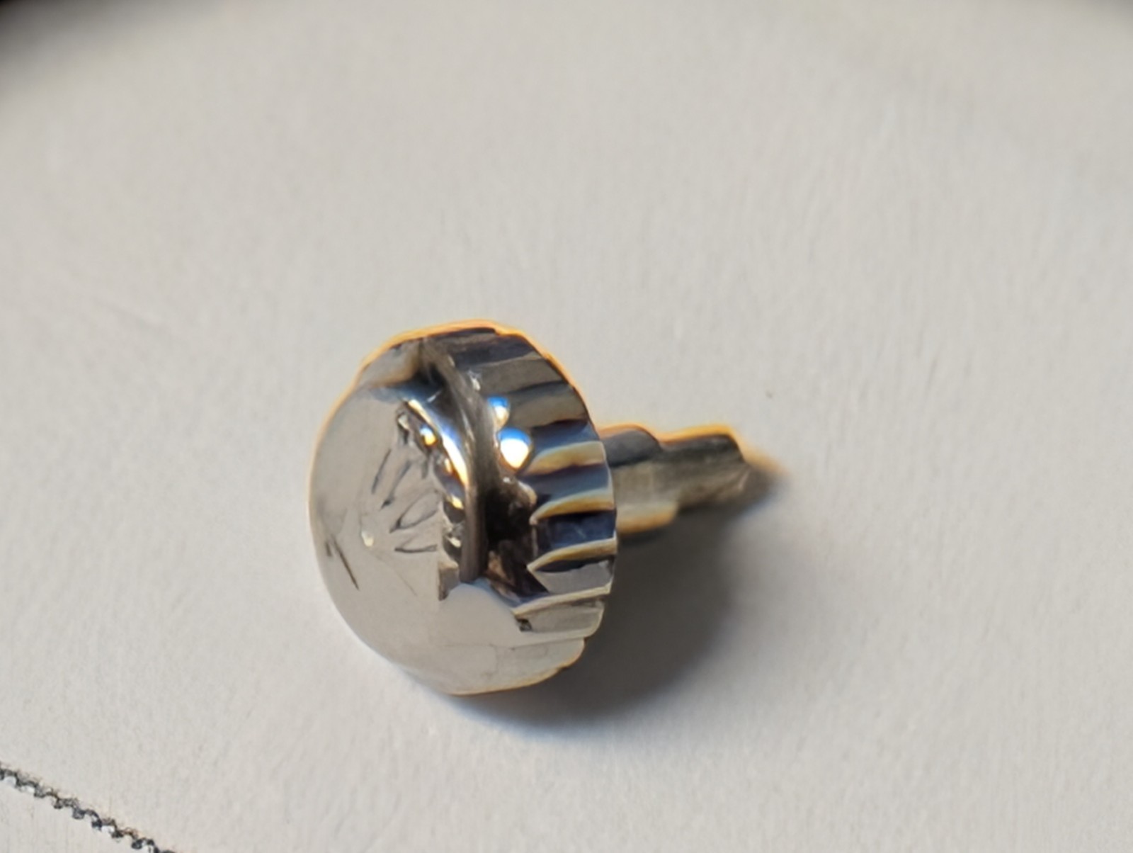 Genuine Rolex crown s/s 5.3mm with damage to face, but works