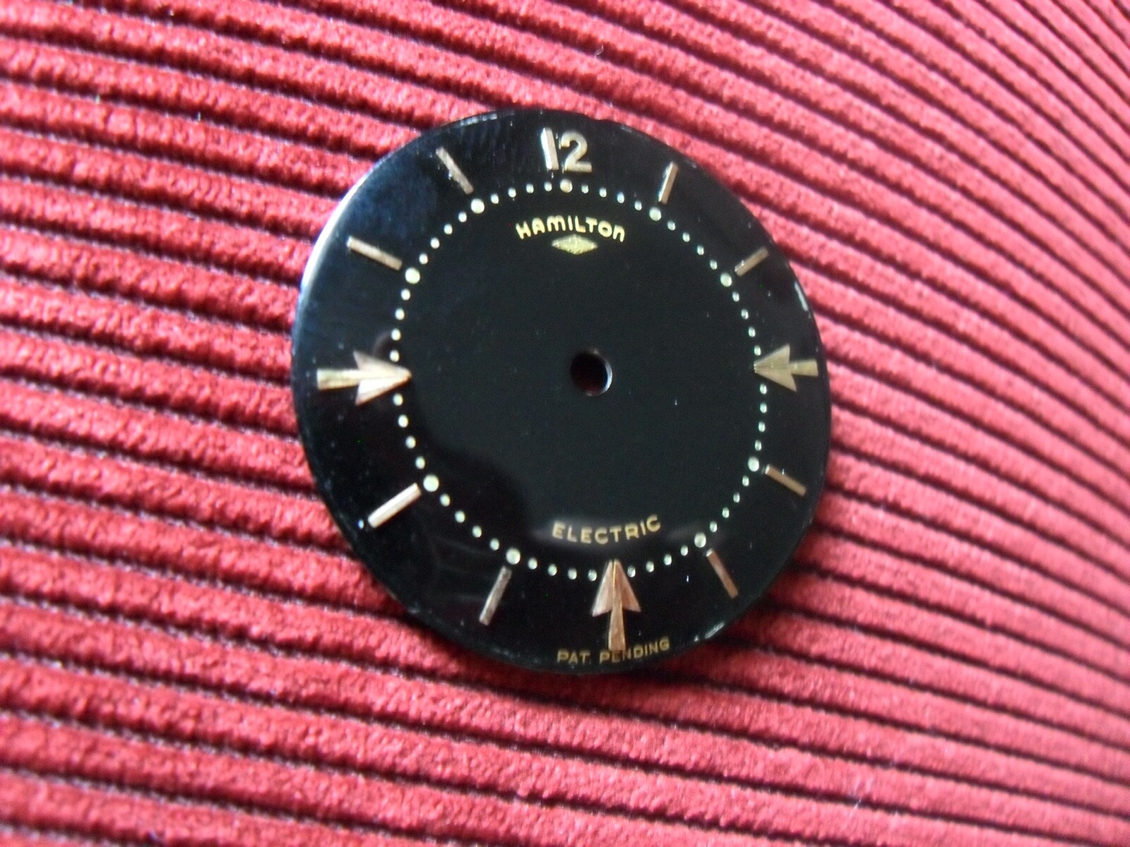 Hamilton 1957 Gloss Black Electric Van-Horn Wrist-Watch Dial, “Beautiful”
