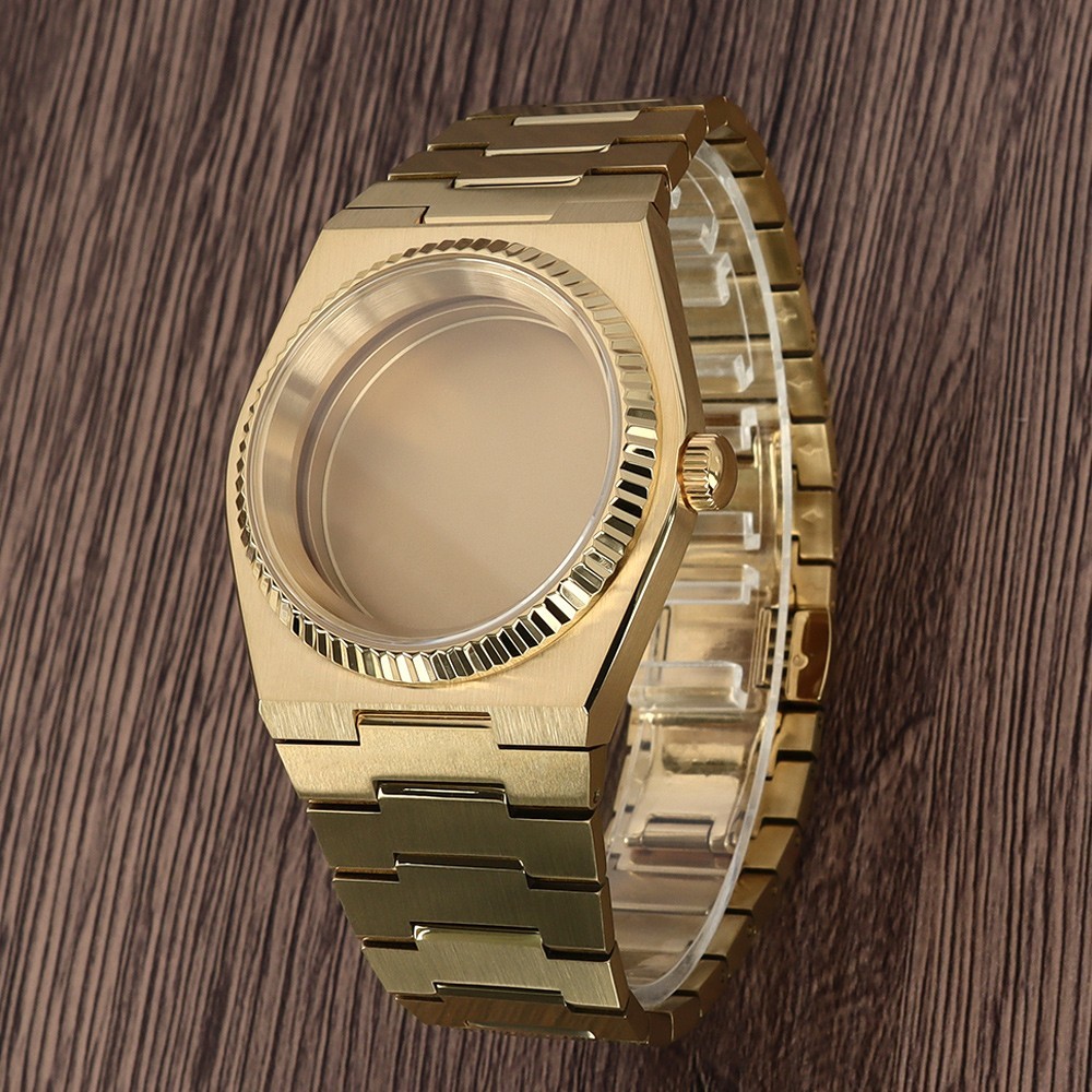 Gold Steel 40mm NH35 Watch Case Strap Modify PRX Mod 10ATM For Seiko NH34 36 38