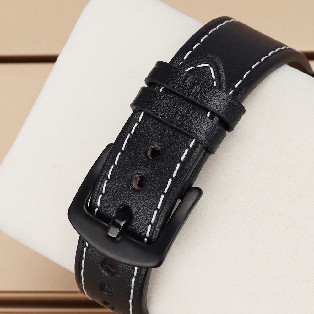 PVD Black 40mm Pilot Watch Case Steel+Calfskin Strap For Seiko NH35 36 ETA 2824