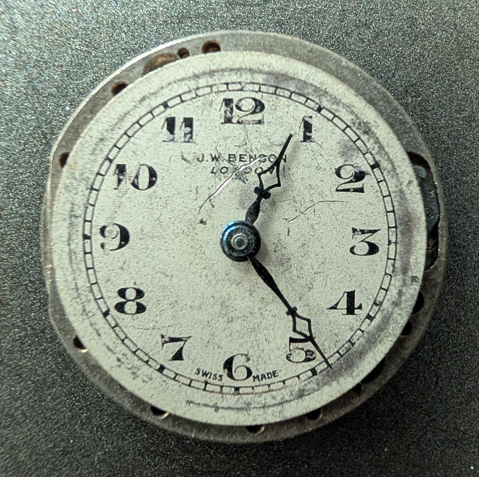 J.W. Benson London Watch Movement Porcelain Arabic Dial 15 Jewels 22mm Parts