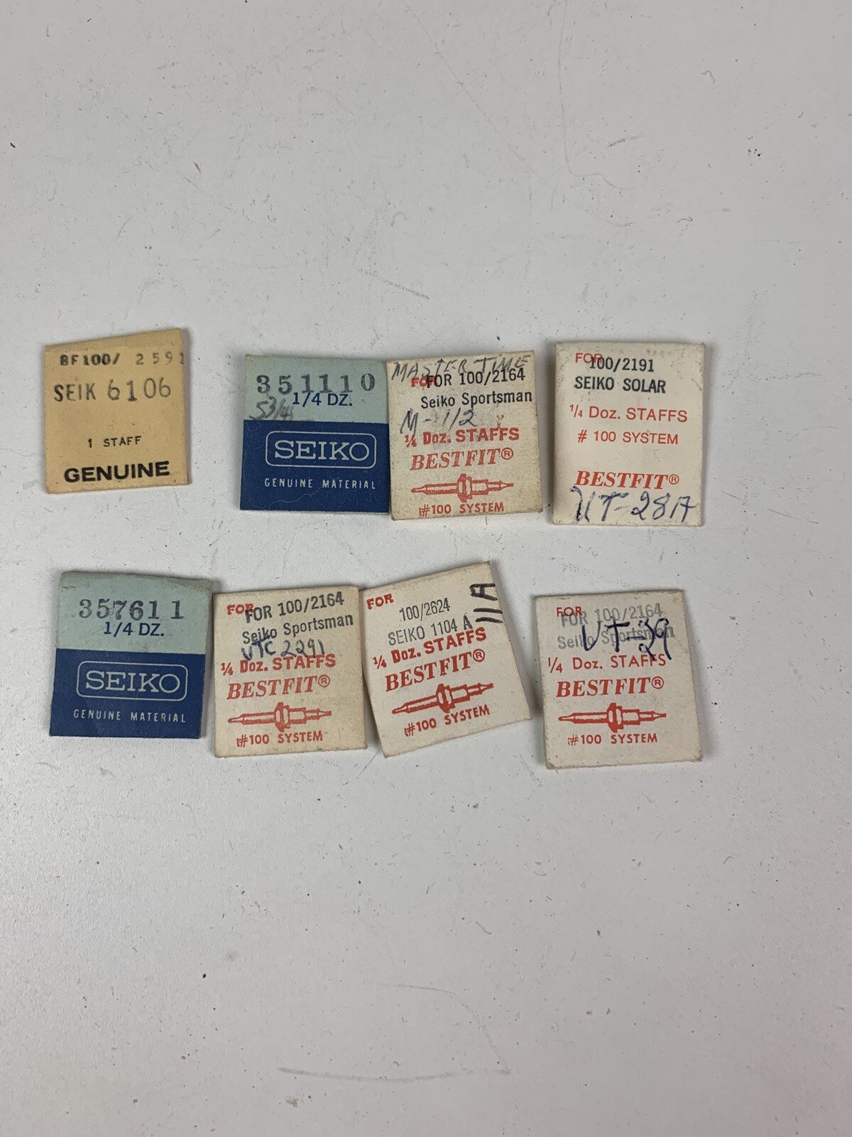Large lot of vintage Seiko balance staffs – Solar, Sportsman, 1104A, 6106 +++