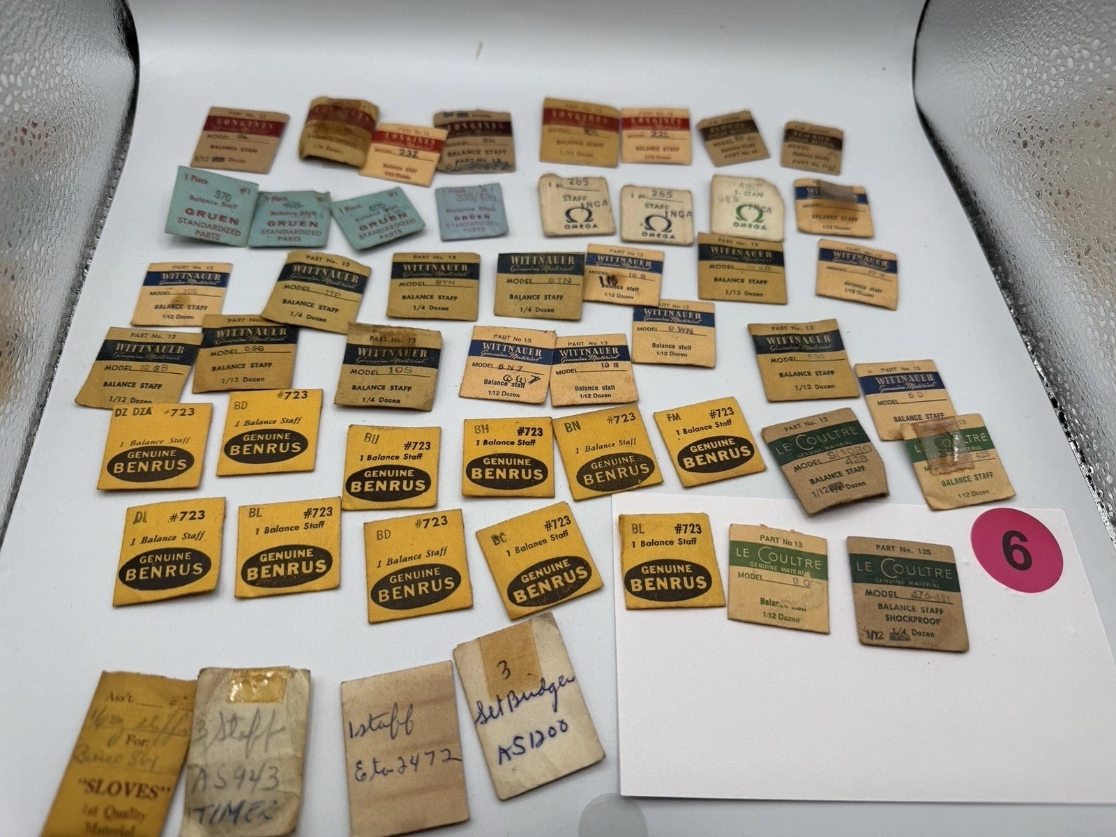 VTG LOT NOS Balance Staffs Longines, Wittnauer, LeCoultre, Omega, Benrus, LOT 6