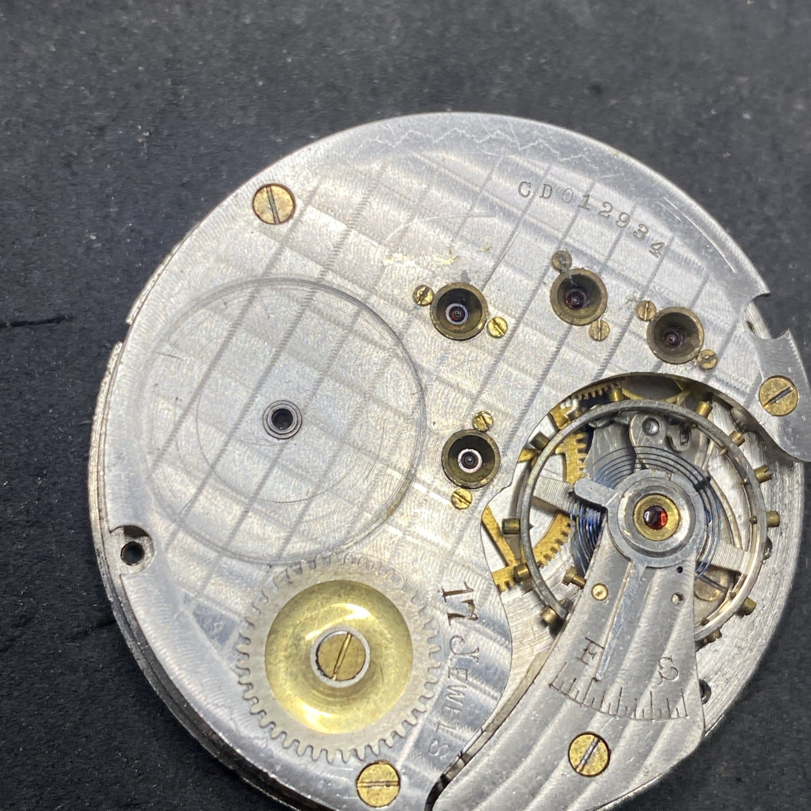 Hamlet Pocket Watch Movement 2 Tone 17 Jewels Size 16s Openface Parts F8902