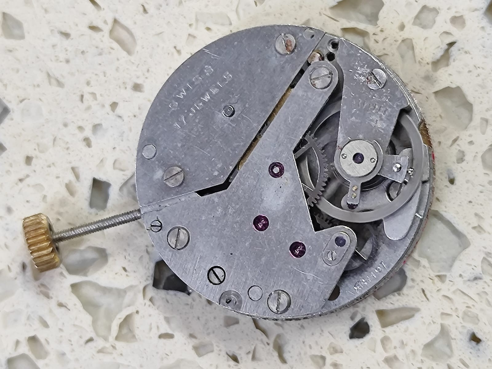 Vintage EB 1197 Movement with Dial & crown Work for parts Y