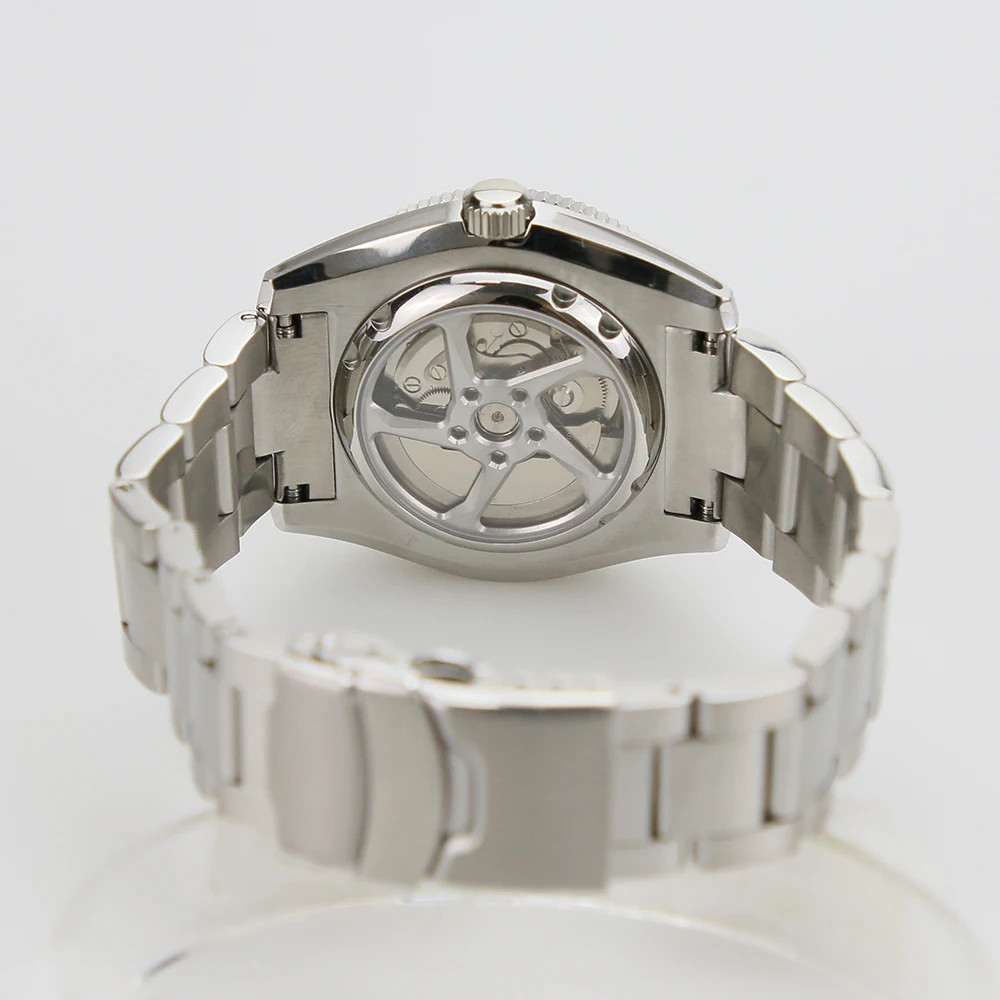 10ATM Watch Caseback 316L Stainless Steel Sapphire Glass Rotor Rim For SKX007