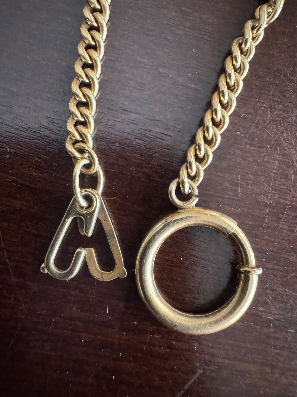 VINTAGE 18 INCH SIMMONS YELLOW GOLD FILLED POCKET WATCH CHAIN, NICE CONDITION