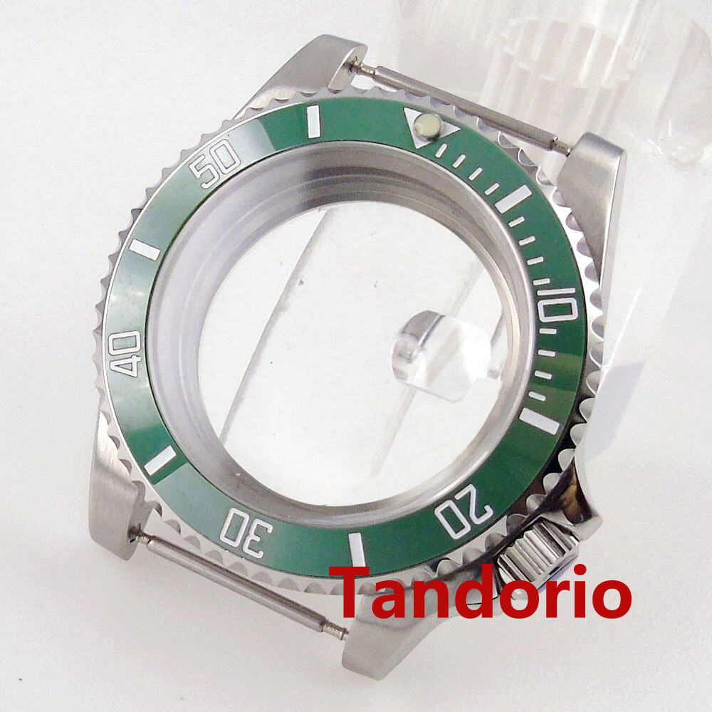 40mm Silver Watch Case Sapphire Glass Ceramic Bezel Fit NH35 ETA 2824 Movement