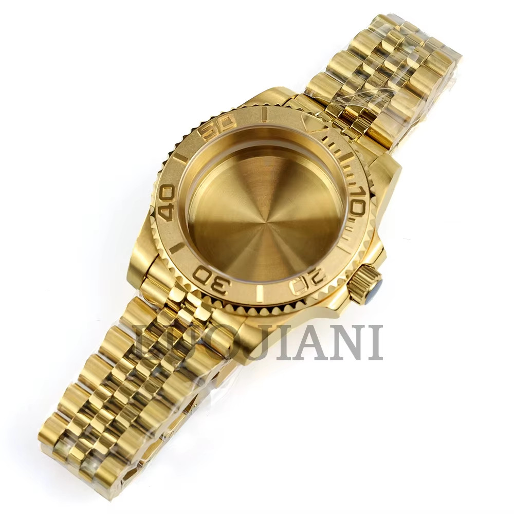 40mm Jubilee Gold Watch Case Sapphire Glass Fit Yacht-Master NH34 NH35 NH36