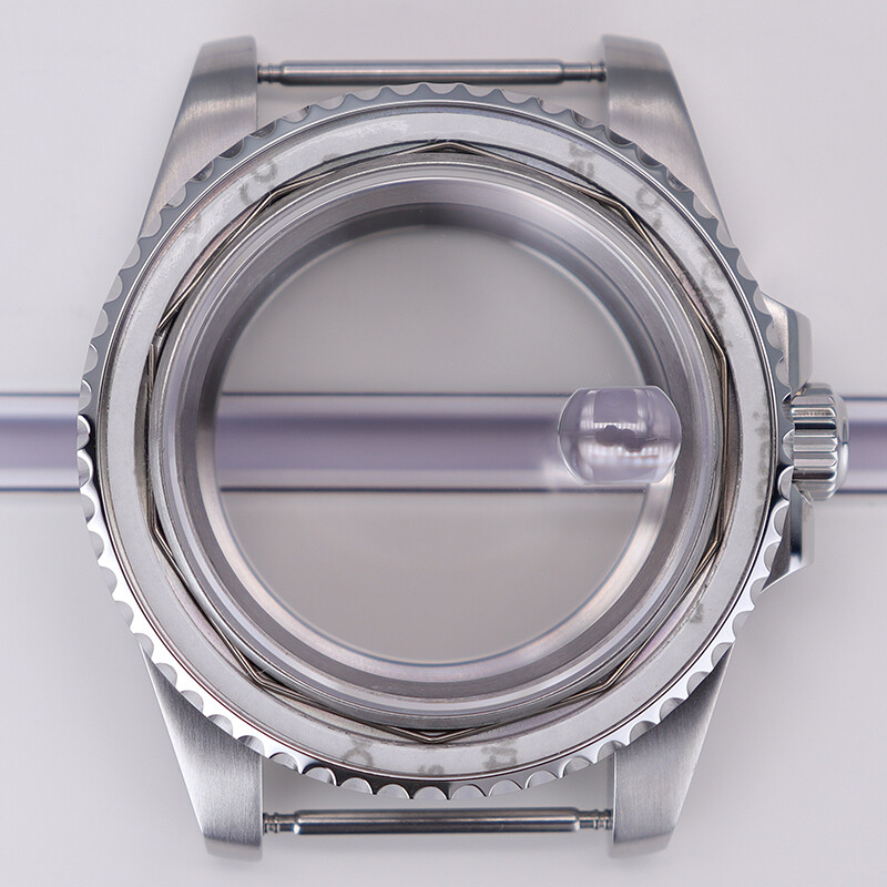 40mm Silver Brushed Watch Case+Sapphire Glass For Seiko nh35 nh34 2824 Movement
