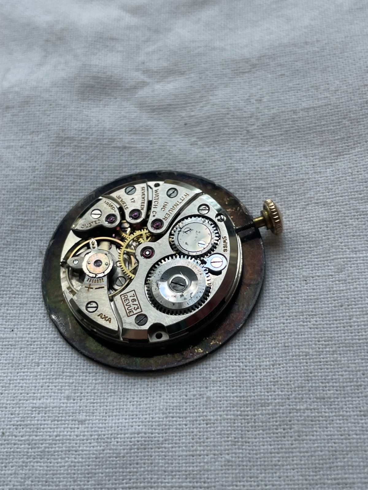 Wittnauer 76/3 Revue – movement for mens watch RUNS, lot2907
