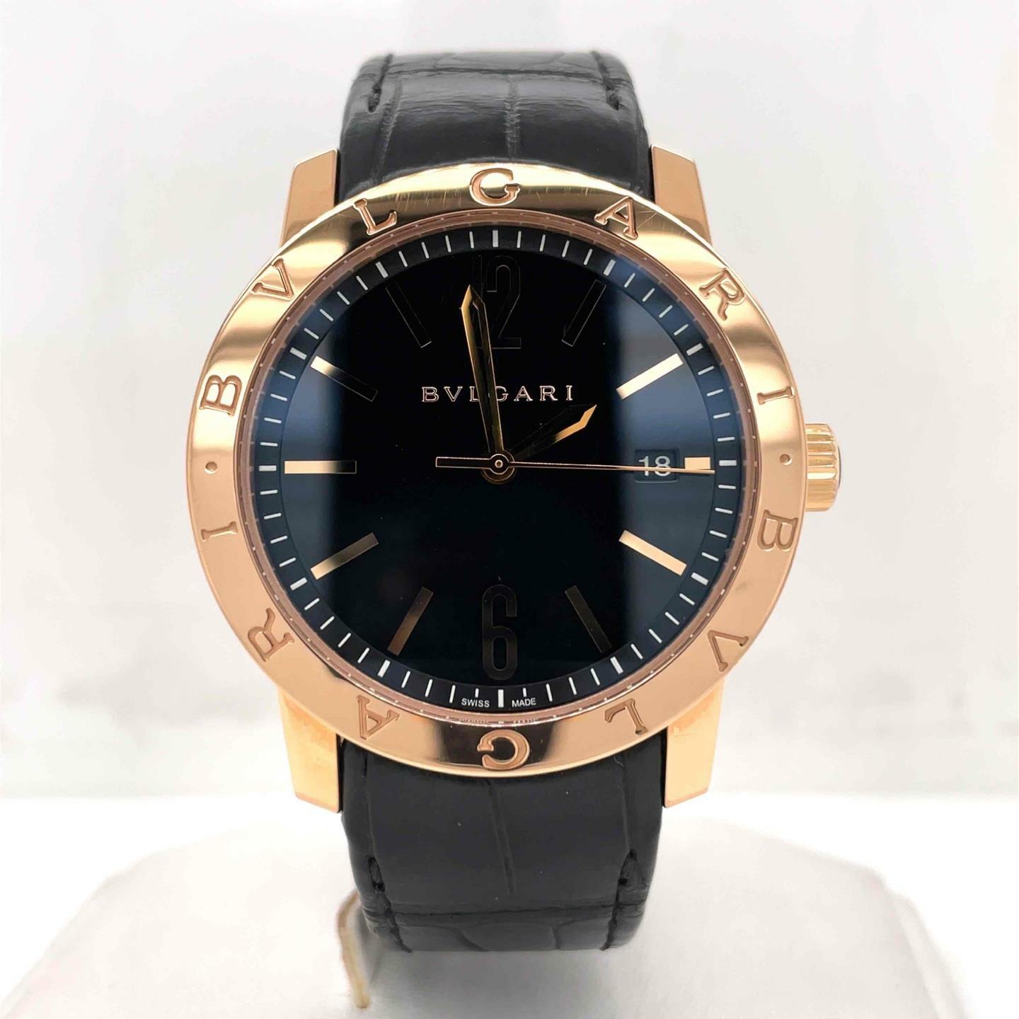 Bvlgari Bulgari Automatic 39mm 18k Rose Gold Black Dial Men’s Watch 102261