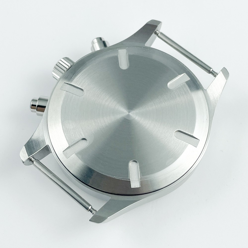 43mm Chronograph Watch Case Pilot Sapphire Crystal Solid Stainless Miyota 0S00