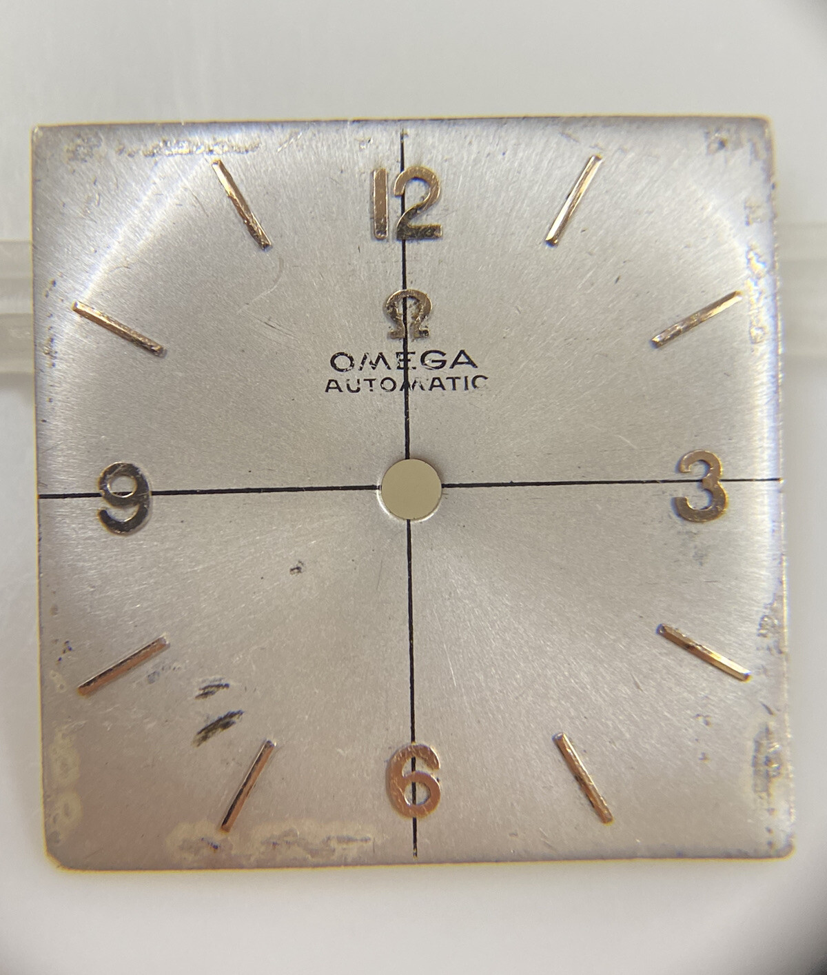 Original Vintage Omega Cal. 470 Silver/Gold Stick 25mm Square Watch Dial