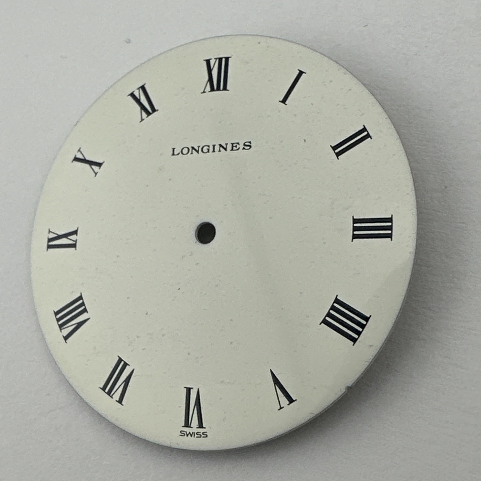 Longines Watch Dial Enamel Finish Black Painted Markers 30.4mm Dial – NOS