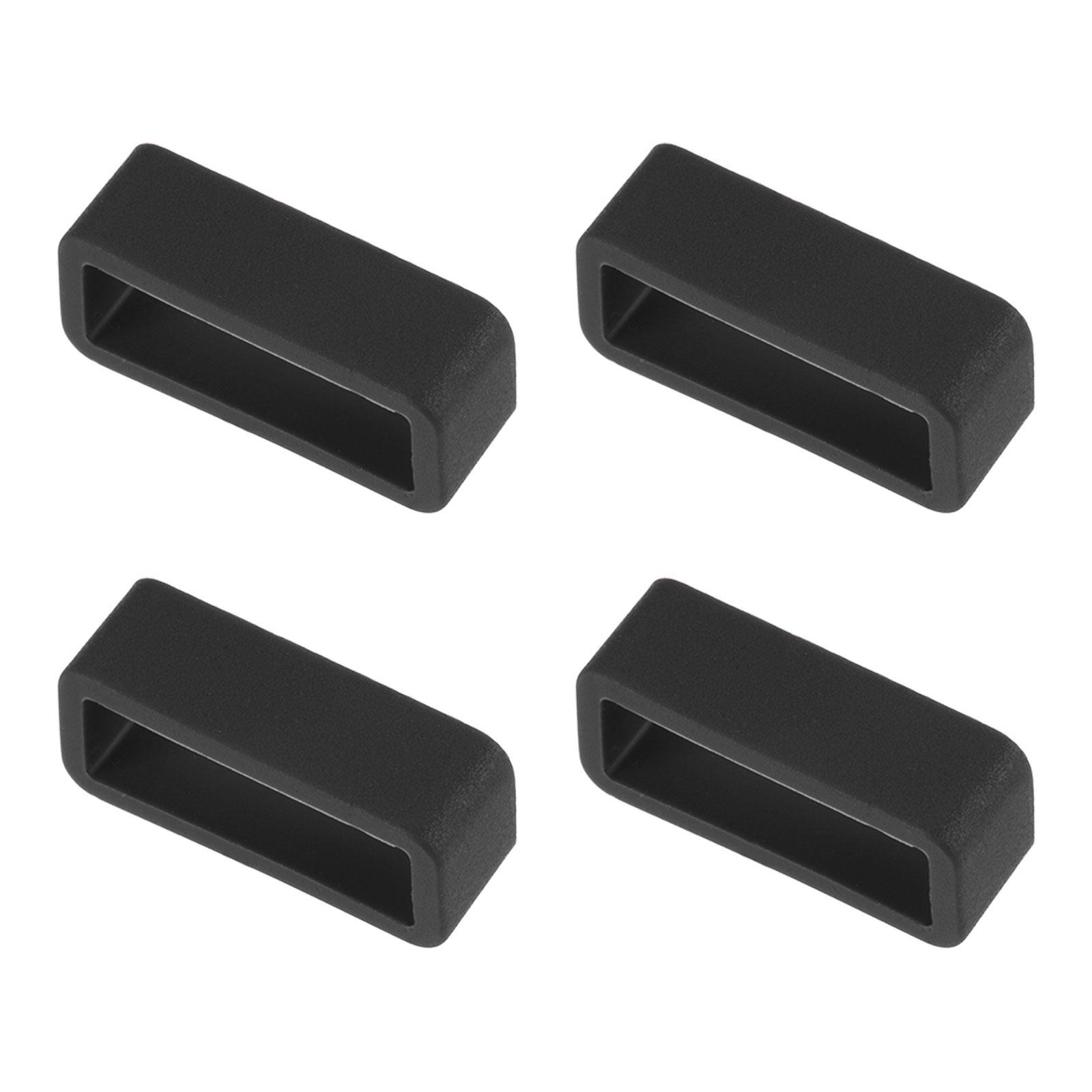 Watch Band Strap Loops Silicone for 18mm Width Watch Band, Black 4 Pcs