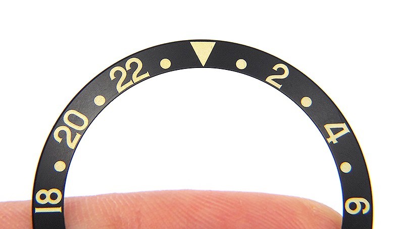 Genuine Rolex GMT-MASTER II 16713 16718 Faded Black & Yellow Gold Bezel Insert