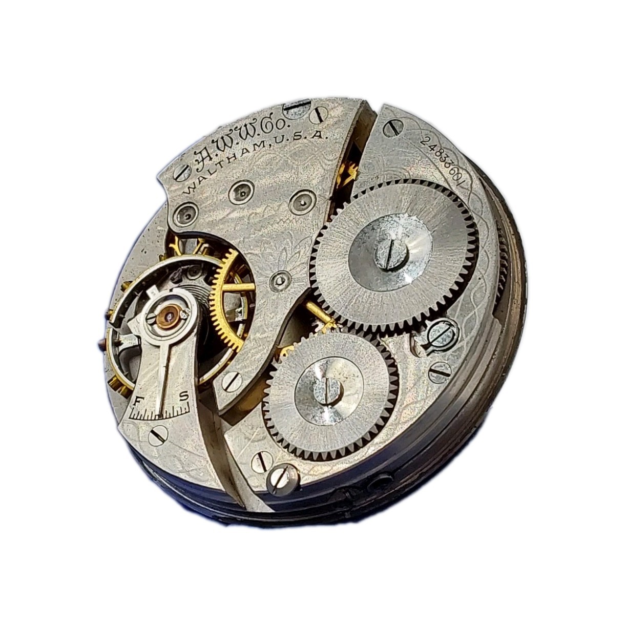 Waltham Traveler 16s Movement Double Sunk Metal Dial Hands Watch Part Video 1891