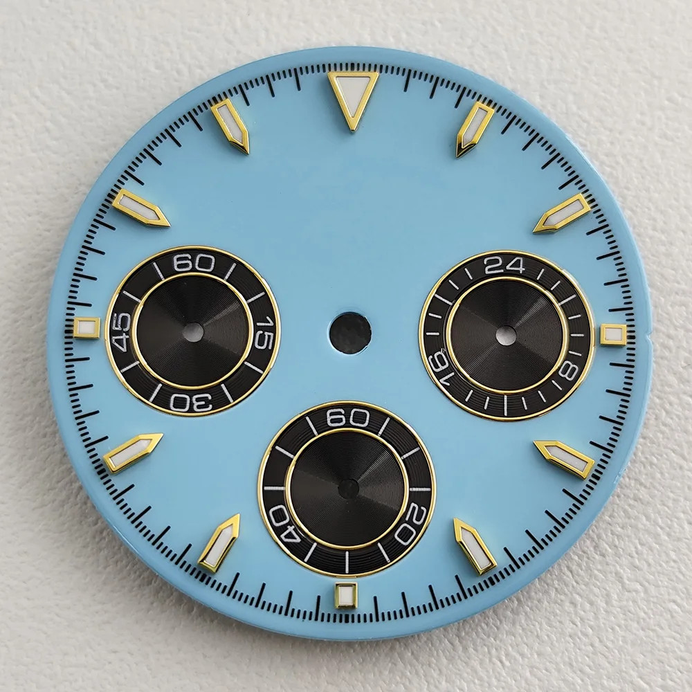 Enamel Blue Dial with Gold Index For VK63 Movement Replacement Parts