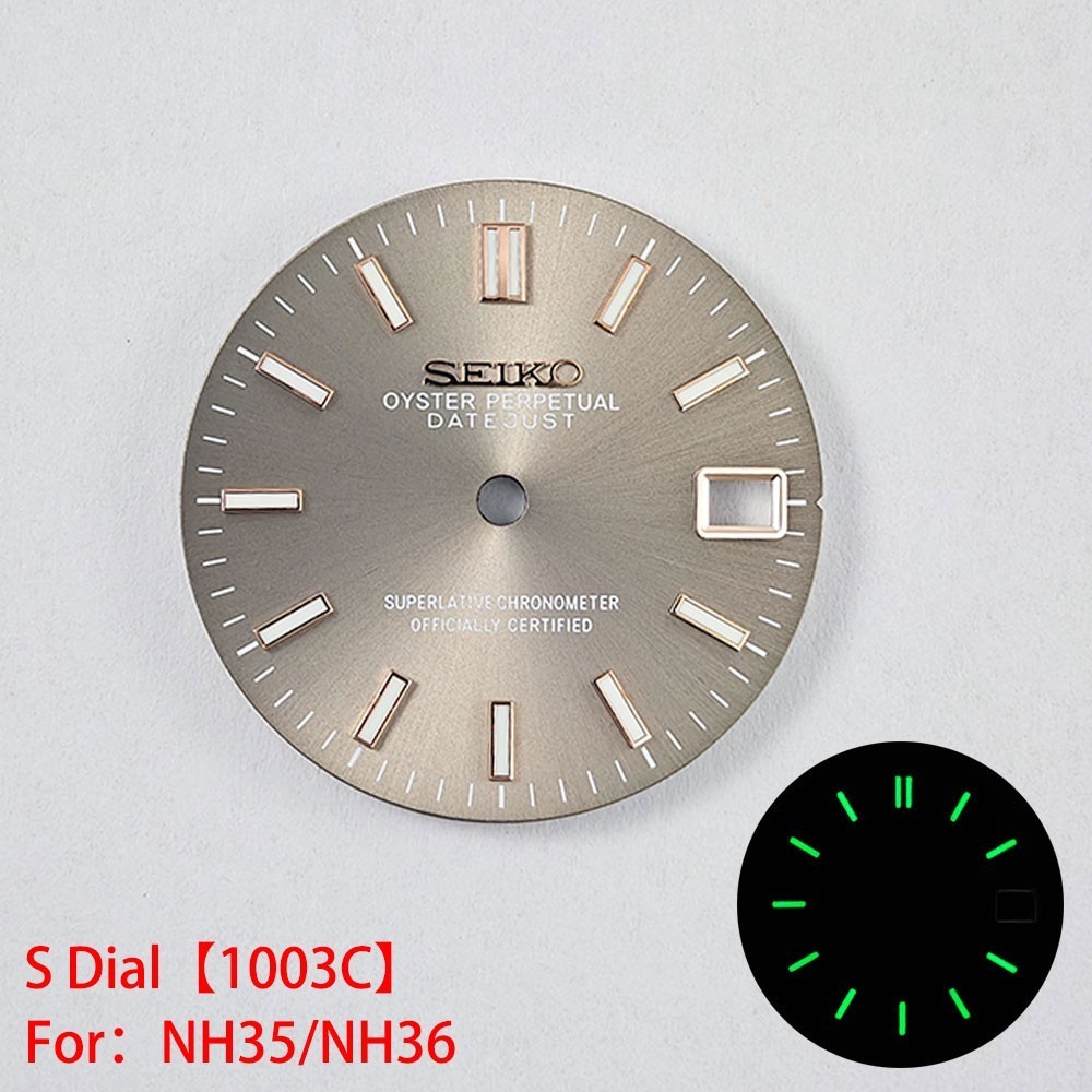 28.5mm Sun pattern Watch Dial Green Luminous For NH35 NH36 Movement Accessories