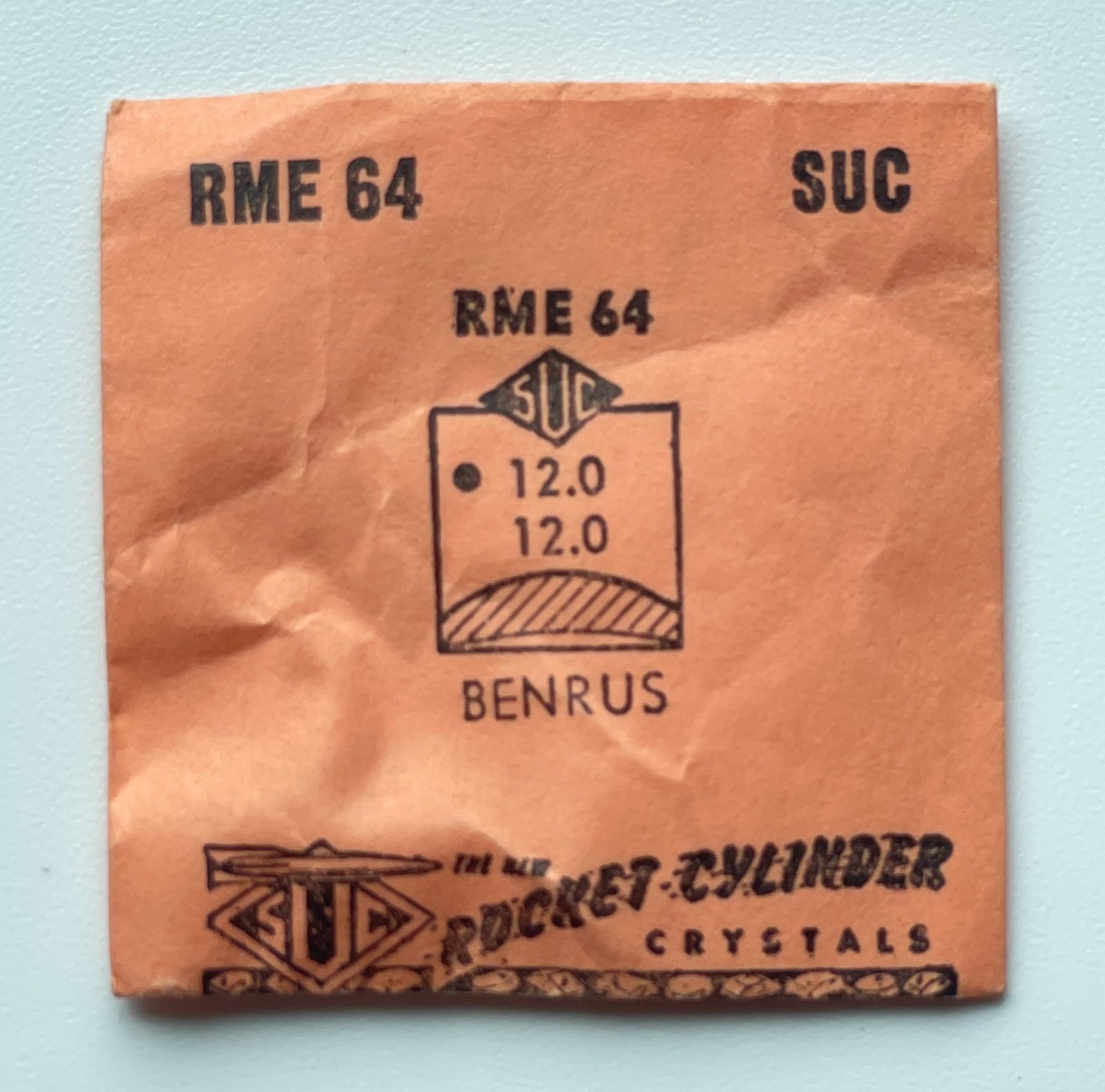 NOS SUC RME 64 Rocket Cylinder Watch Crystal Benrus 12.0mm Square Parts