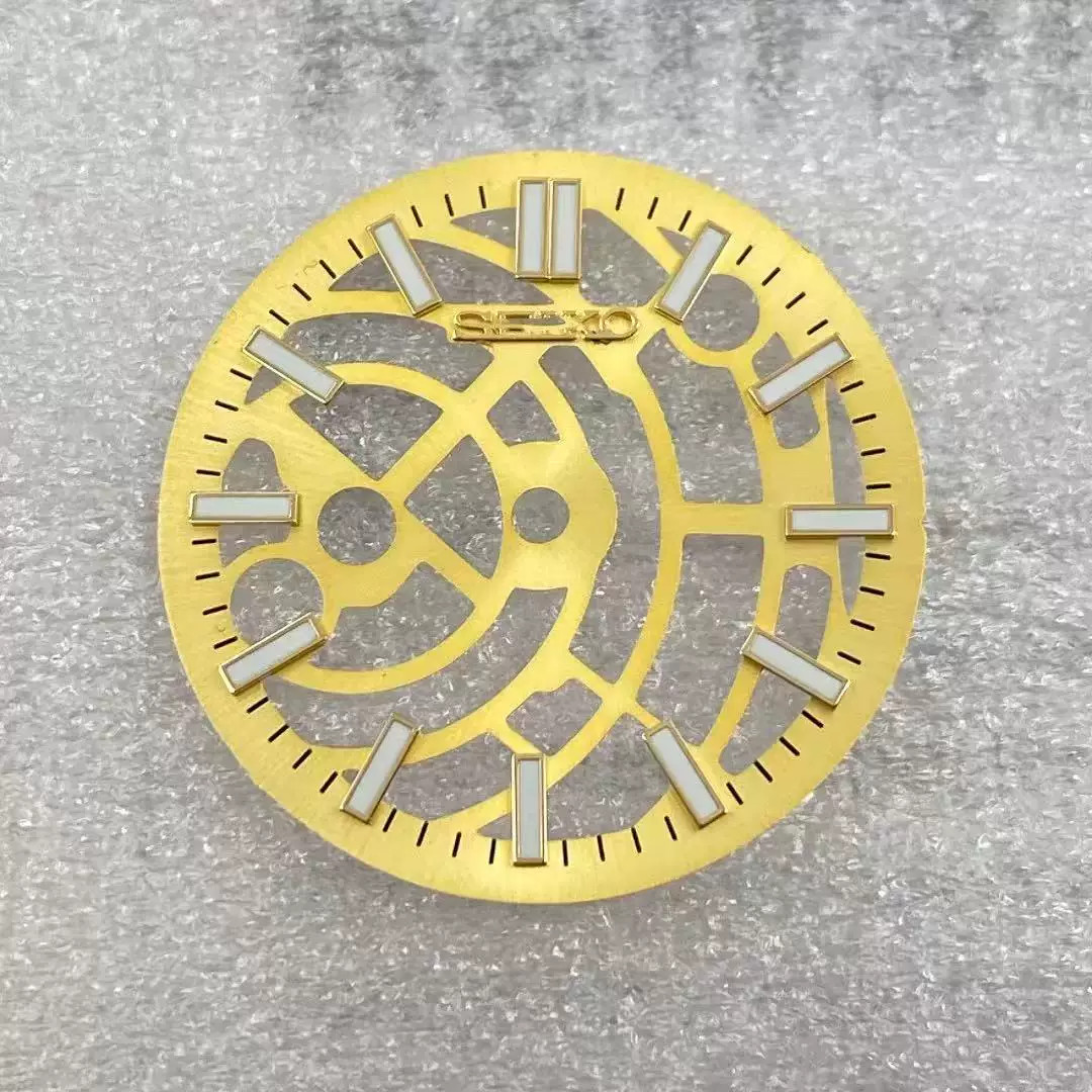 28.5mm Cutout Watch Dial Green Lume for Nh70 NH72 Movement Watch Parts S Logo