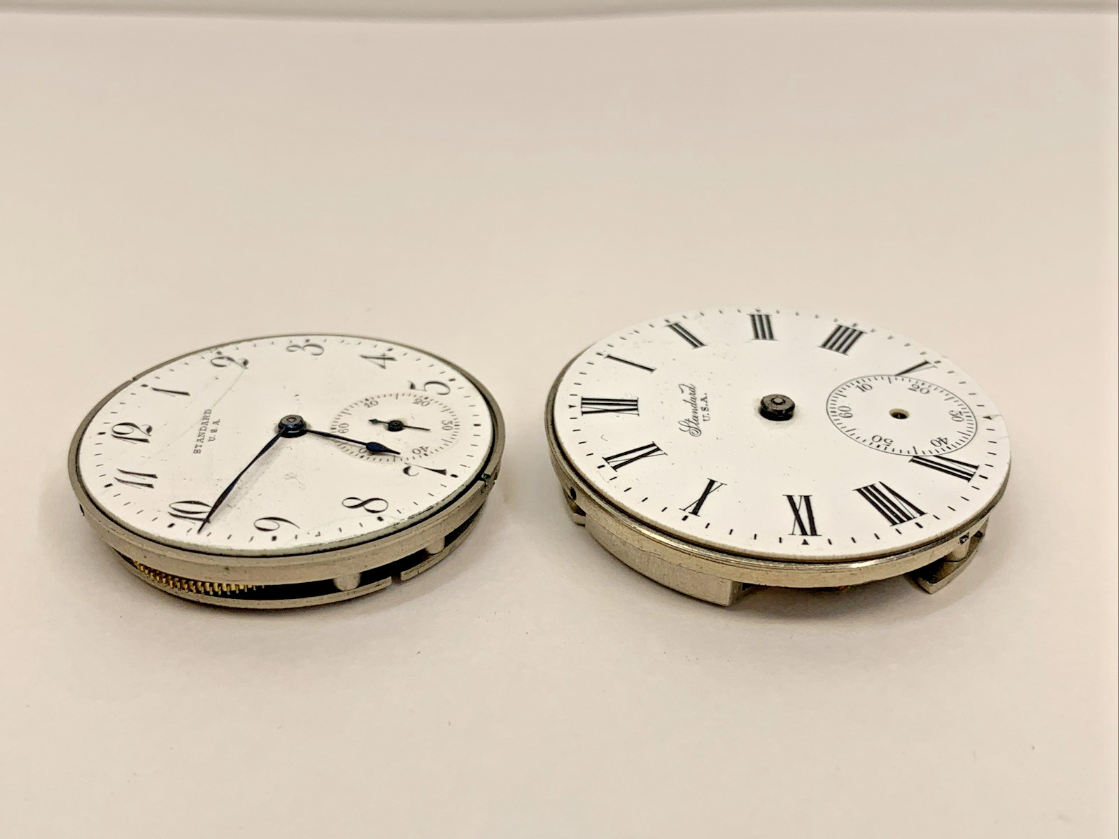 Vintage New York Standard 2 Pocket Watch Faces for Parts Repurpose Repair BROKEN