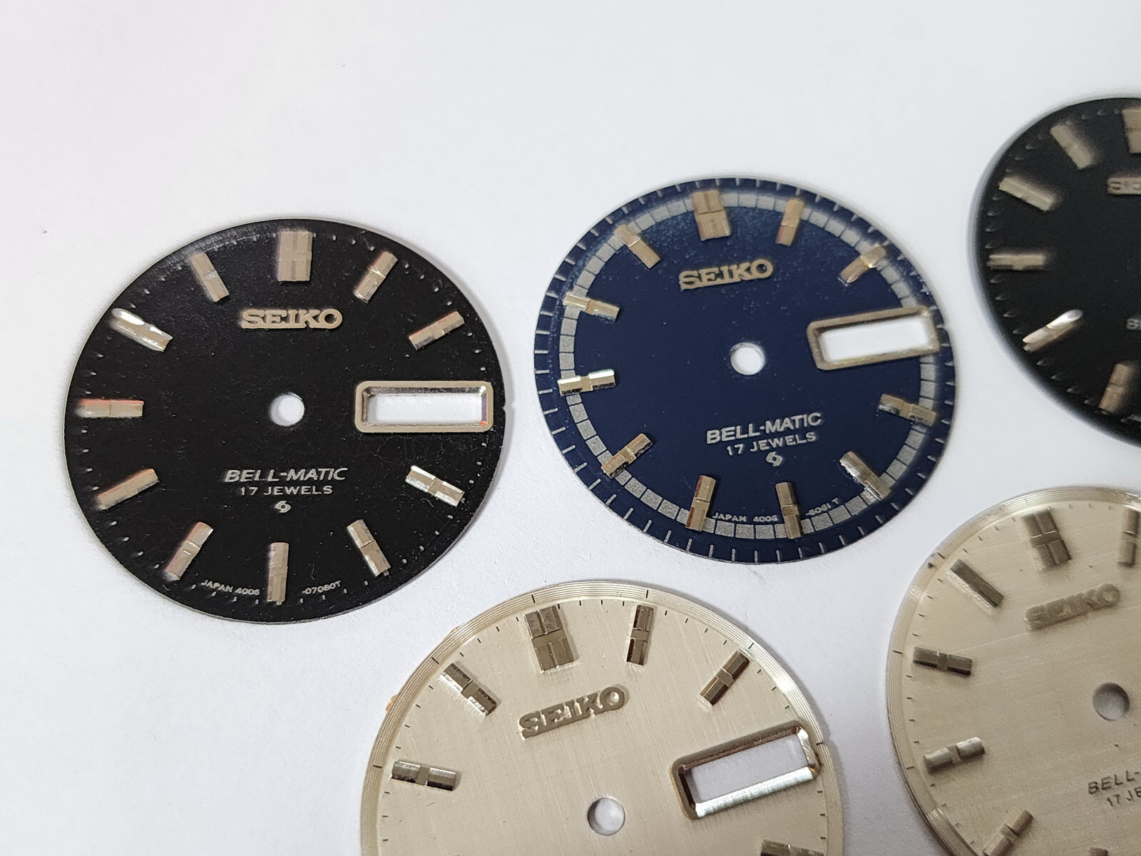 5 x USED DIAL FOR SEIKO BELL-MATIC 4006 ALARM — 2